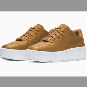 Nike Air Force 1 Sage Low "Wheat Khaki" Platform Sneakers - RARE COLOR